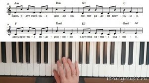 Родная песенка. Видеоразбор правой рукой по белым клавишам.