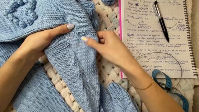 Мастер класс по вязанию джемпера с сердечками из хлопка на размер 42-44