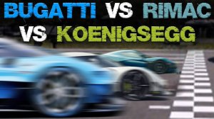 Заезд на 400км/ч: Rimac VS Koenigsegg VS Bugatti (Разгон до 400км.ч)