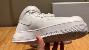 Nike Air Force 1 Mid Triple White. Unboxing and on feet.