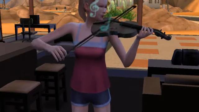 My sim playing violin! First video! смотреть онлайн