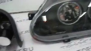 Передние фары ВАЗ 2113,2114,2115 (черные). PROSPORT (линза, ангельские глазки).
