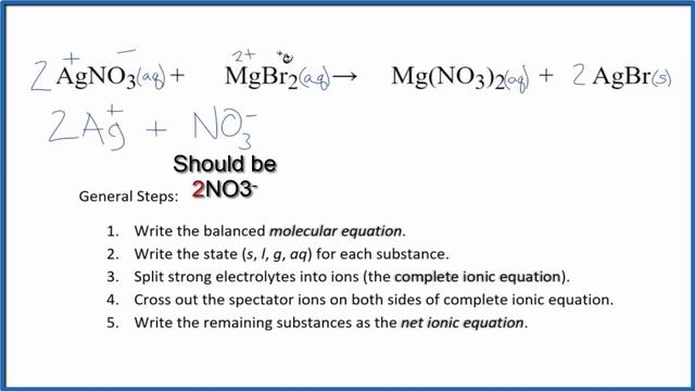 How to Write the Net Ionic Equation for AgNO3 + MgBr2 = Mg(NO3)2 + AgBr смотреть онлайн
