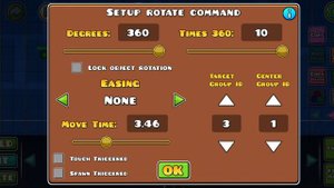 как сделать вращение блоков или как использовать Ротейт тригер