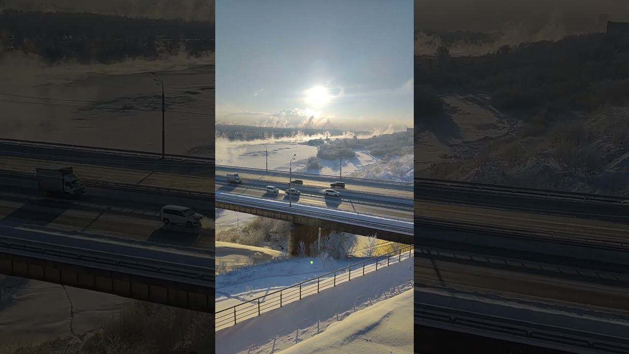 Вид на Октябрьский мост от ТЦ Июнь Красноярск
