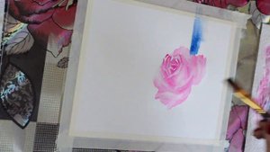 Абстракция с розой акварелью. Открытка  в стиле минимализм.