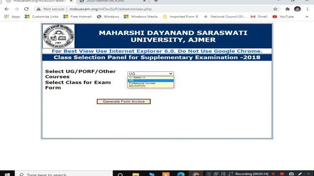 Maharshi Dayanand Saraswati University/MDSU MCA PROVISIONAL MERIT LIST 2021-22_Suppl. Exam Form 202