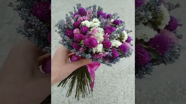 Букет из сухоцветов, бело-розовая статица, гомфрена и лавандин - Лавандовый домик Евпатория