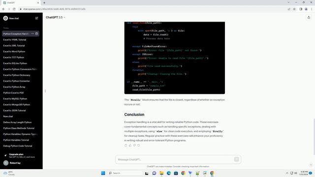 exception handling exercises in python
