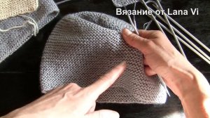 1 МК. ВИНТАЖНАЯ шапка спицами с ЦВЕТАМИ. Шапочка спицами ПЛАТОЧНОЙ ВЯЗКОЙ. Шапки спицами
