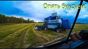 Уборочная. Попали под дождь. Сушу колесами дорогу в гору.