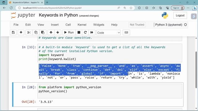 Keywords in Python