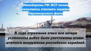 Минобороны РФ: ВСУ ночью попытались атаковать корабли Черноморского флота