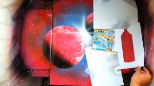 Триптих акриловыми красками | space painting | spray art | acrylic space painting