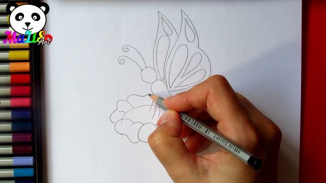 Как нарисовать бабочку | Як намалювати метелика на квітці | How to draw a butterfly on a flower