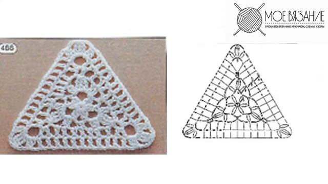 Треугольные мотивы крючком - схемы и узоры смотреть онлайн