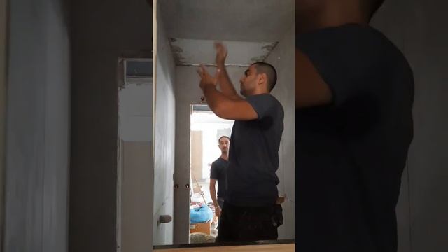 Ceramic granite gluing on the ceiling