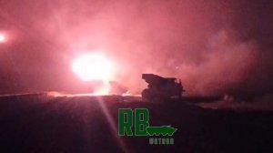 Ночная стрельба БМ-21 Град по силам ВСУ под Авдеевкой