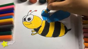 Как рисовать животных, как рисовать детскую пчелу, художественные цвета для детей