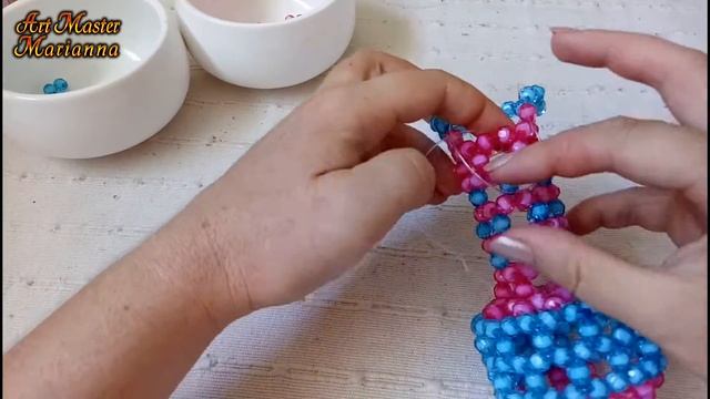 Как сплести вазочку из бусин - мастер класс. Часть 6 смотреть онлайн