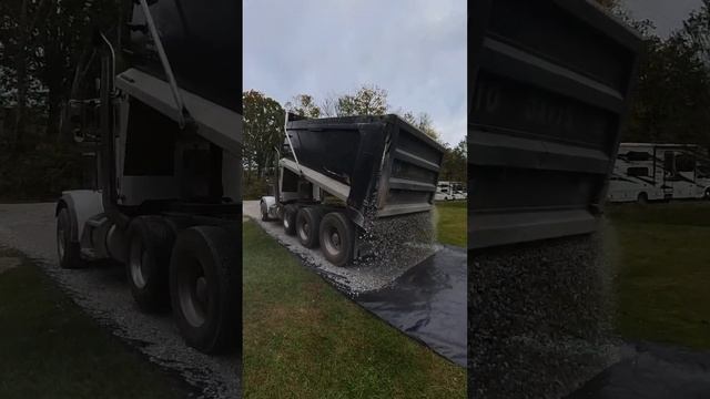 Reverse Spread Over GeoTextile Fabric #graveldriveway #drivewayprofessionals