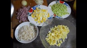 Вкусный и бюджетный салат с Мивиной. Салат с вермишелью быстрого приготовления.