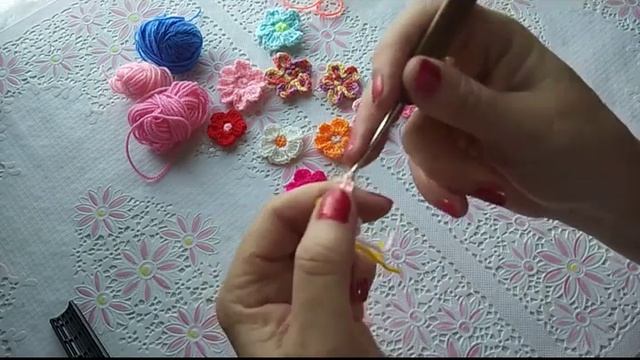 МК цветочков.Как связать маленький цветочек.