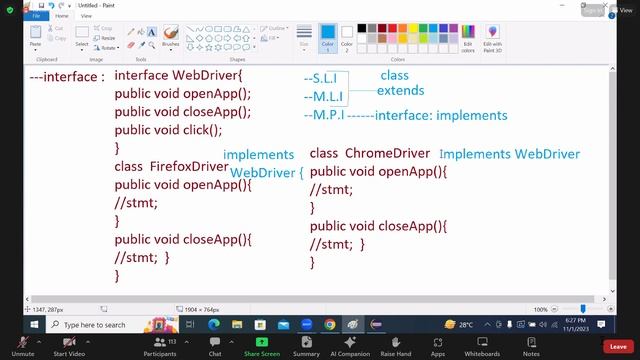 Selenium||Session-21||Interface with example|| смотреть онлайн
