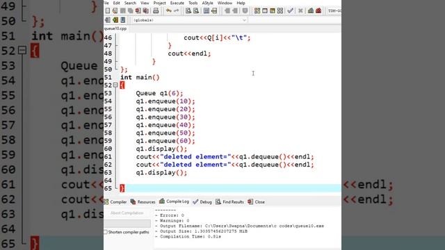 Queue using dynamic array CPP