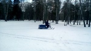 Самодельный буксировщик с лыжным модулем. Видео 1.