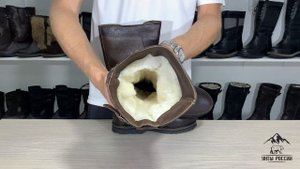 Унты России - монголки женские натуральные коричневые, резиновая подошва, код 40049