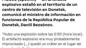 Se produce una explosión en el territorio de un centro de televisión en Donetsk