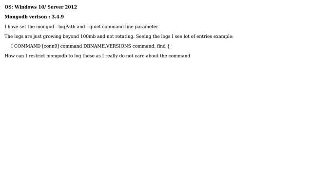 Databases: Why mongodb logs commands in the log file and how to avoid that? смотреть онлайн