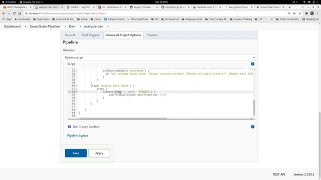 SONARQUBE How to add a ♠ TIMEOUT ♠ while checking the Quality Gate