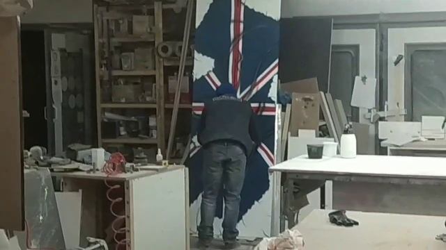 Покраска МДФ,Аэрография на фасадах,рисуем Union Jack.