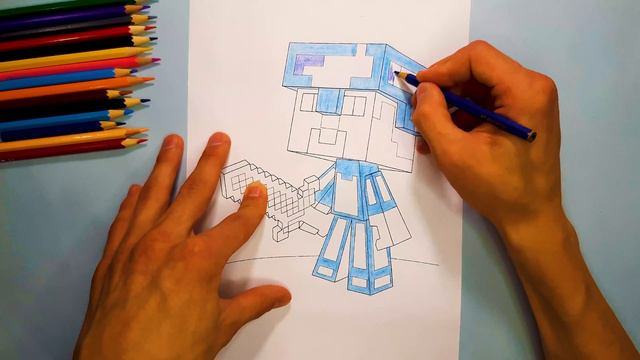 "MINECRAFT DIAMOND STEVE" coloring diamond Steve - coloring pages from minecraft