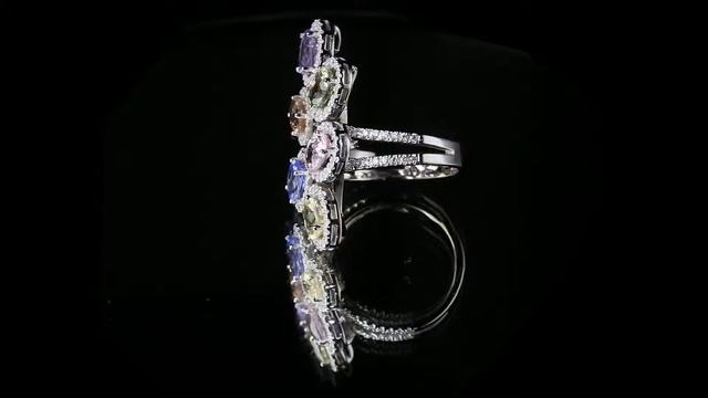 Кольцо из белого золота с сапфирами 4 карата и бриллиантами 1 карат смотреть онлайн