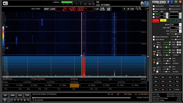 09.03.2024 13:13UTC, [ham,15m], Связь в любительском диапазоне 15м в режиме АМ, 21420кГц