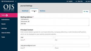 Setting up a Journal in OJS 3: Module 7 Unit 2 - Contact