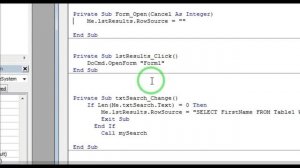 Google like search box in access VBA