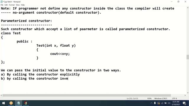 #9 C++ |  Types of constructor | No-argument constructor | Parameterized Constructor |