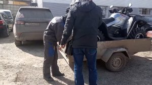 Заезд и съезд квадроцикла на прицеп фермер +