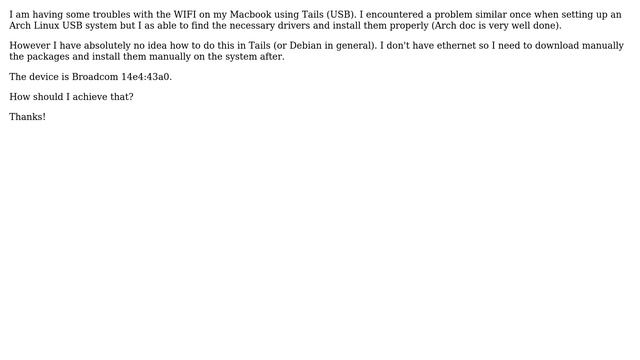 Install wifi driver for Macbook 11.1 under Tails смотреть онлайн