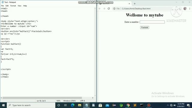 java script factorial