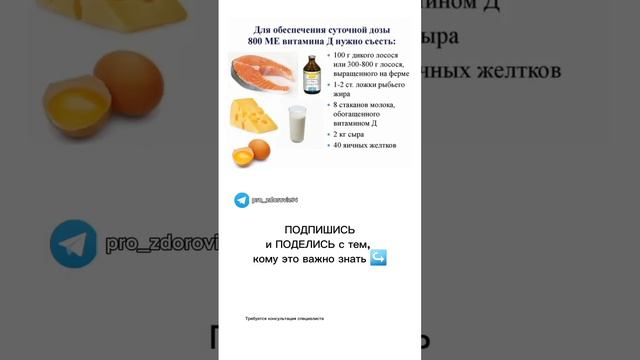 Суточная норма витамина D в продуктах ‼️ #здоровье #vilavi #гладковататьяна