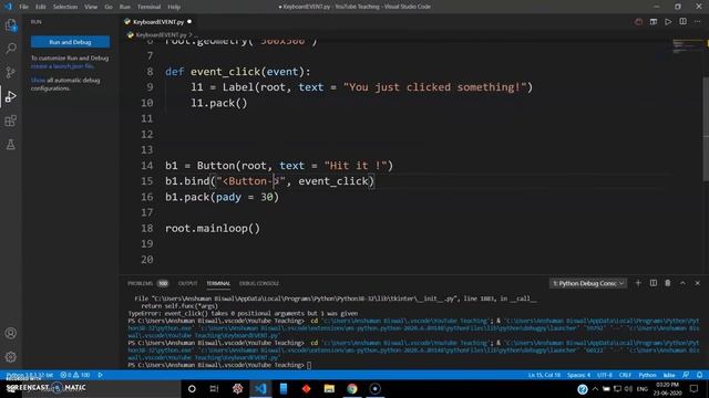 Keyboard/Mouse Binding Methods in TKinter - Python Tutorial (2020) #24