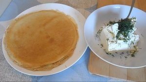 Блины с красной рыбой и творожным кремом.Быстро. Просто.Вкусно.