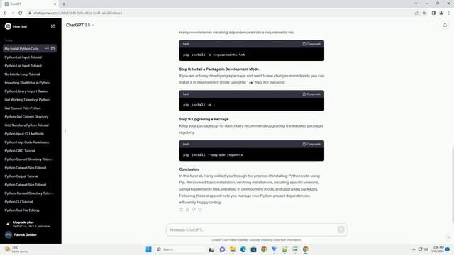 how to install python code with harry