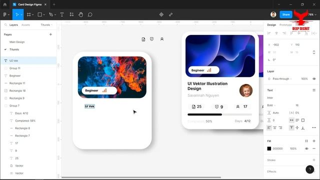 website profile card ui design using figma step by step #deep_secret