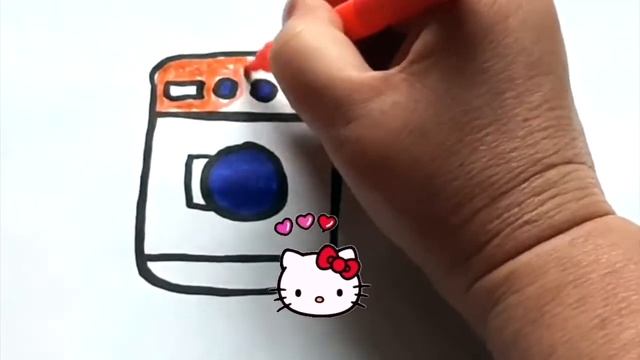 How to draw a washing machine / рисование стиральная машина для детей / kir mashina rasmini chizish смотреть онлайн
